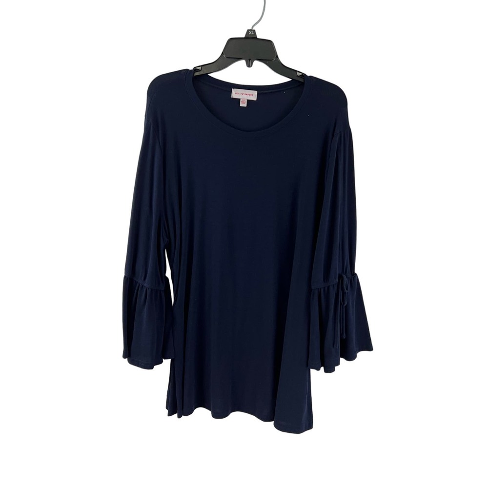 Molly & Isadora Womens 5X Plus Shirt Solid Black Top Long Sleeves Tunic - Picture 1 of 6